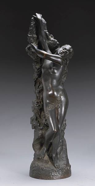 Appraisal: A French patinated bronze figure of a female nude after