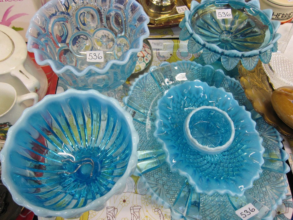 Appraisal: Six pieces of blue Victorian glass and a paperweight