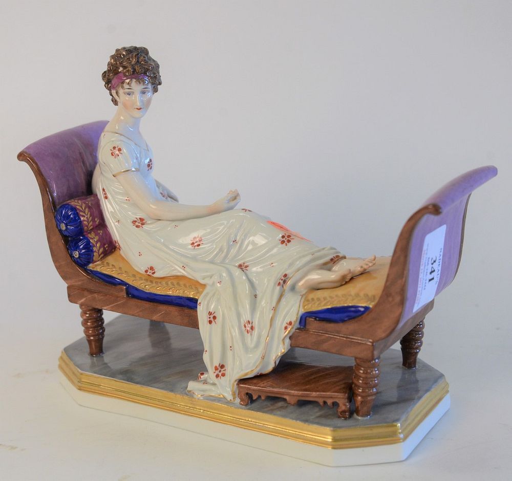 Appraisal: Chelsea Porcelain Recamier Figure and reclining woman marked with gold