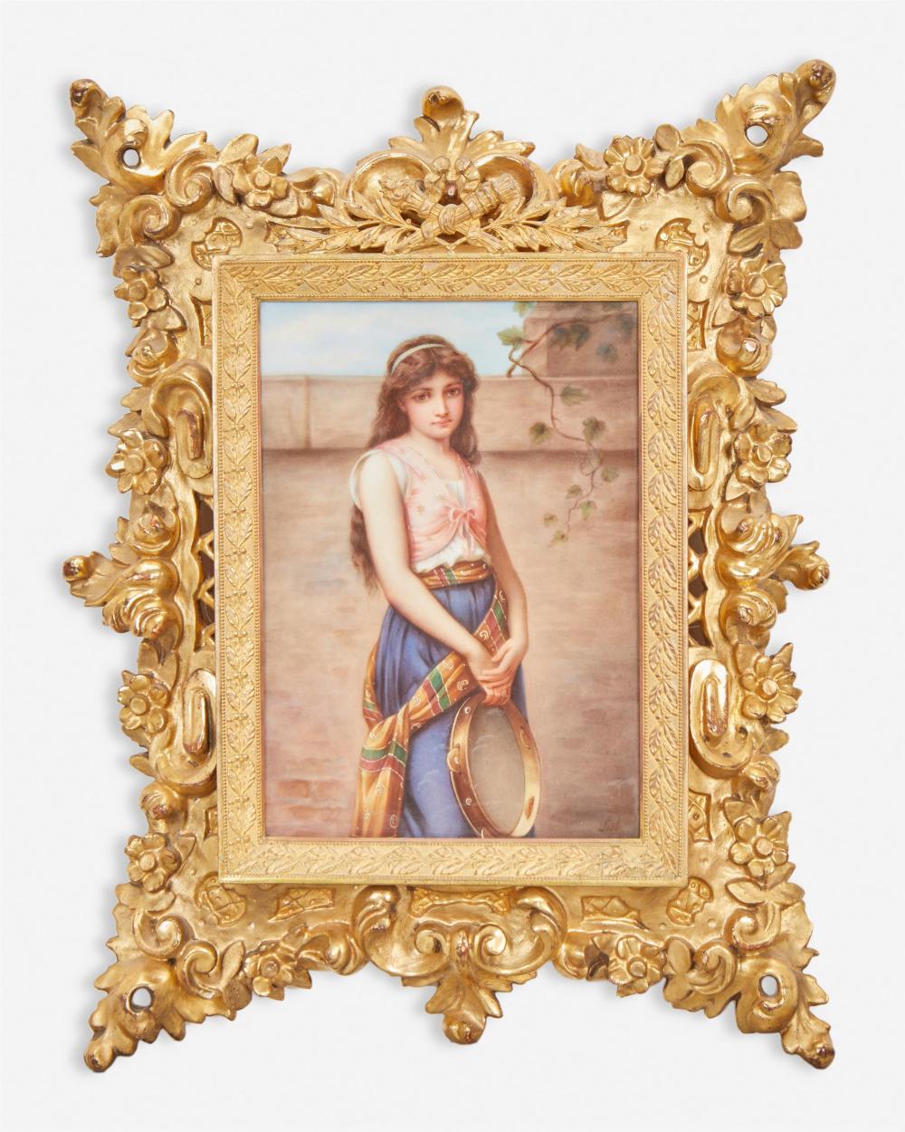 Appraisal: A Continental painted porcelain plaque Second-half th Century Plaque signed