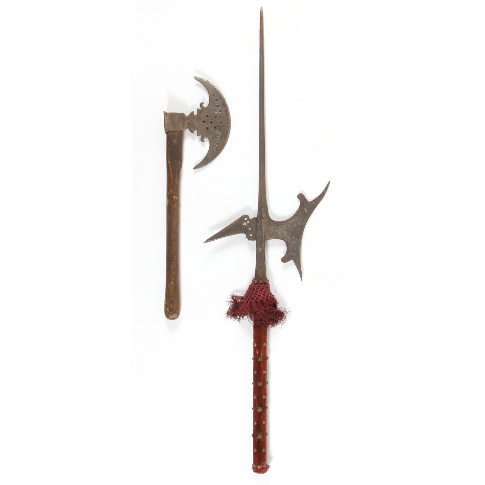 Appraisal: Continental Halberd and Battle Axe both probably th century or