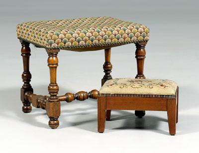 Appraisal: Two needlework upholstered footstools one French William and Mary style