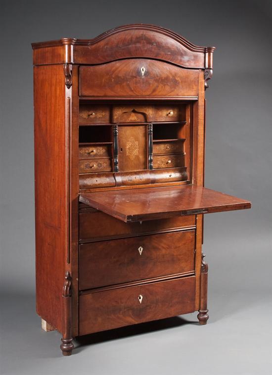 Appraisal: Biedermeier inlaid mahogany secretaire a' abattant circa with marquetry inlaid