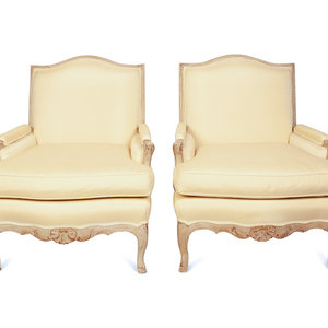 Appraisal: A Pair of Louis XV Style Gray-Painted Berg res th