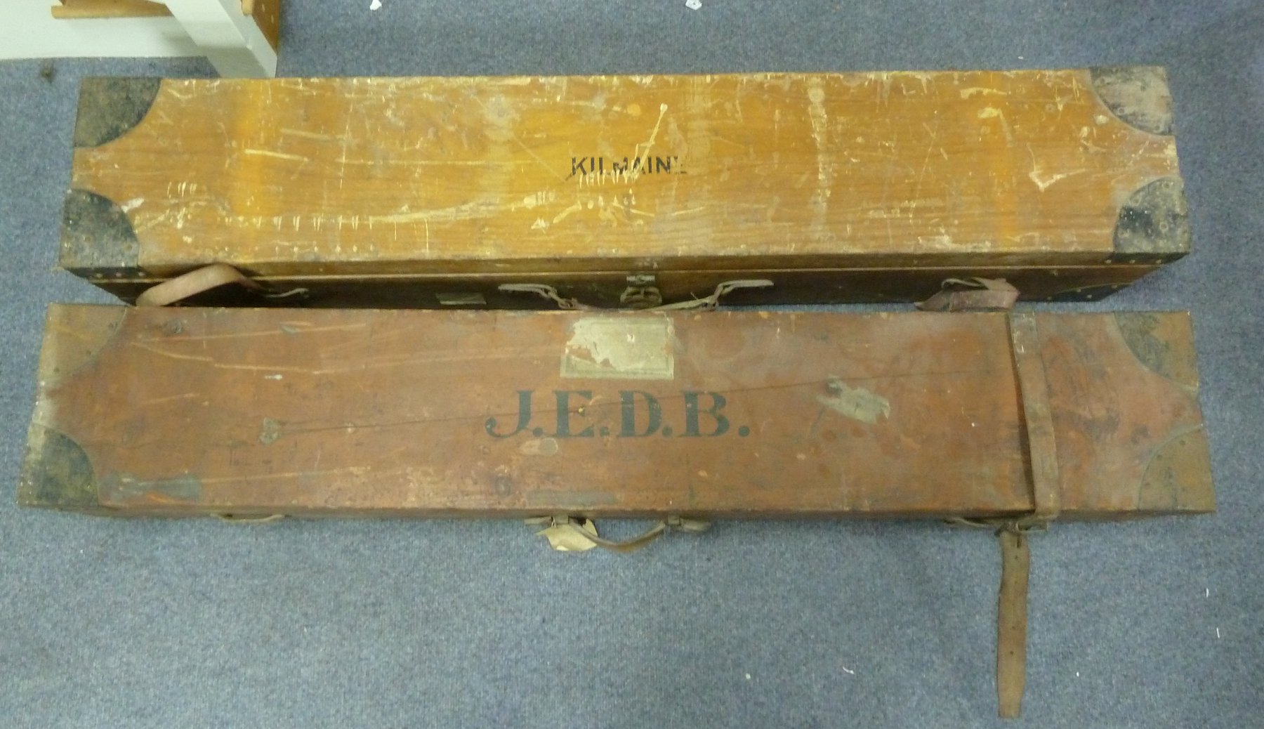 Appraisal: Two wooden iron bound boxes inscribed J E D B