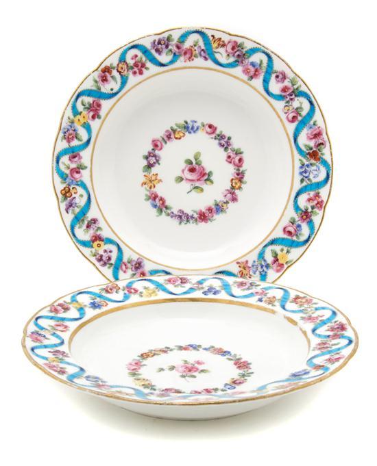 Appraisal: Pair of Sevres Style Porcelain Low Bowls with gilt and