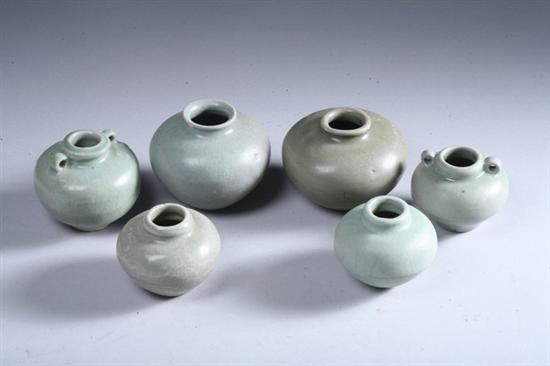 Appraisal: TWO CHINESE CELADON PORCELAIN JARS Northern Song Dynasty Together with