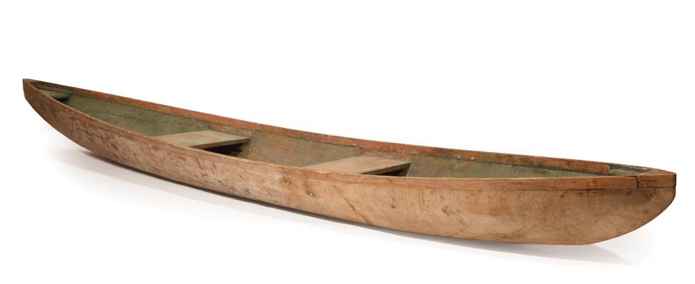 Appraisal: Louisiana Cypress Dugout Canoe remnants of green paint two seats