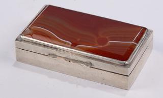 Appraisal: Russian silver and agate snuff box Russian silver snuff box