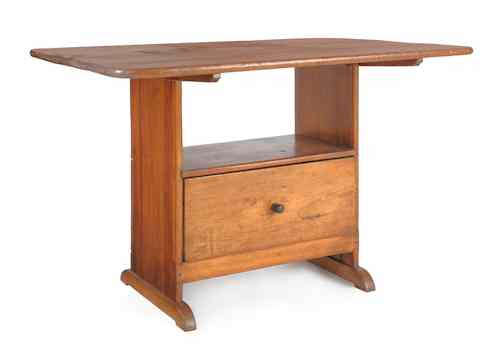 Appraisal: New England pine chair table ca with shoe feet h