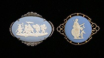 Appraisal: Two Wedgwood Only Blue and White Jasperware Brooches Two Wedgwood