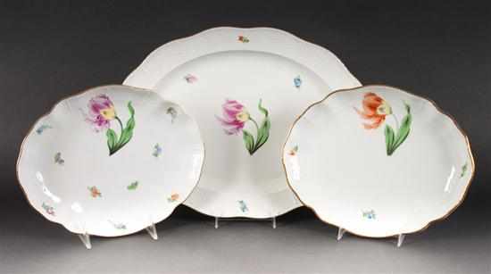 Appraisal: Herend floral decorated porcelain platter and a pair of matching