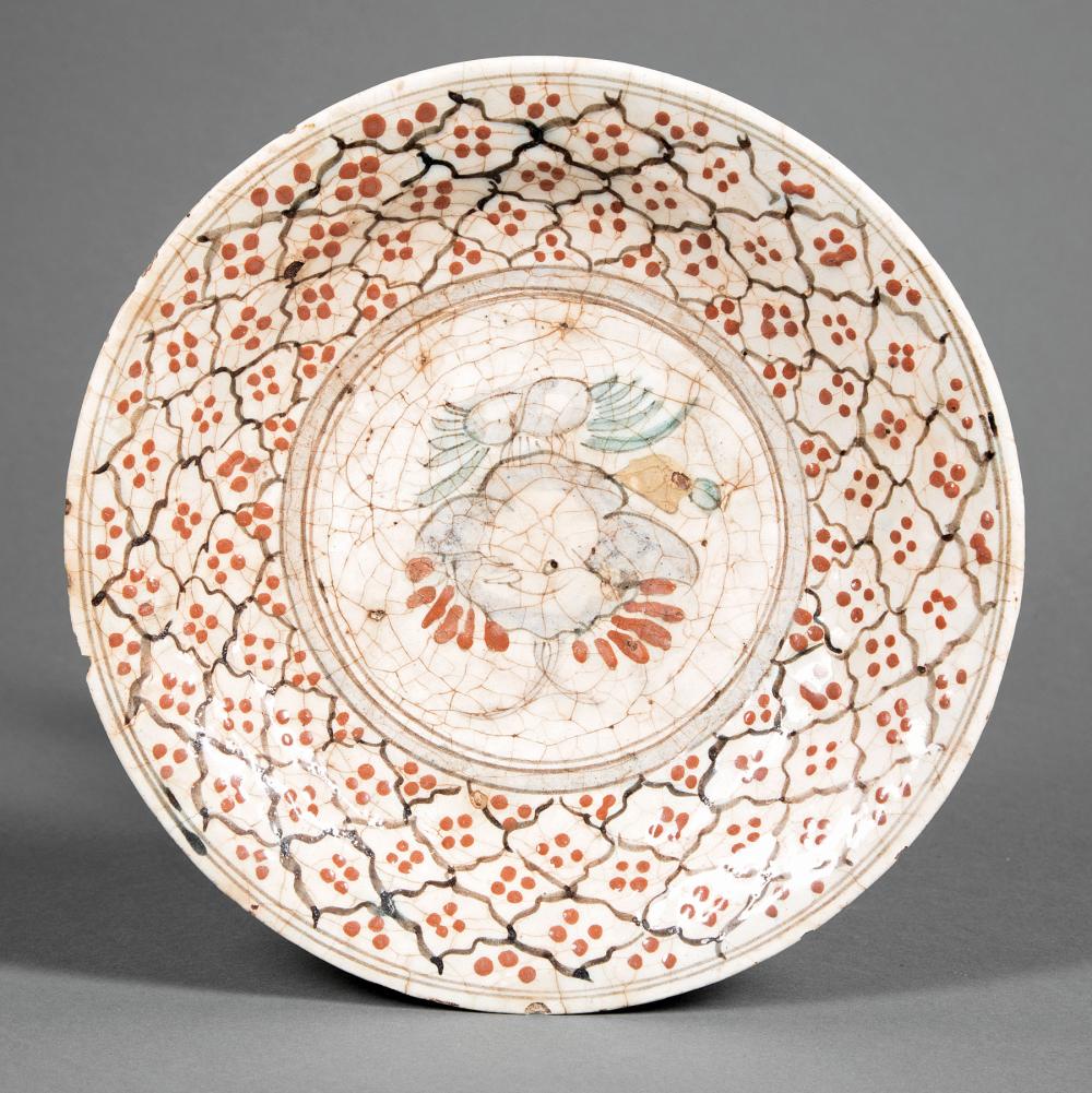 Appraisal: Persian Polychrome Kubachi Dish Safavid th c well painted with