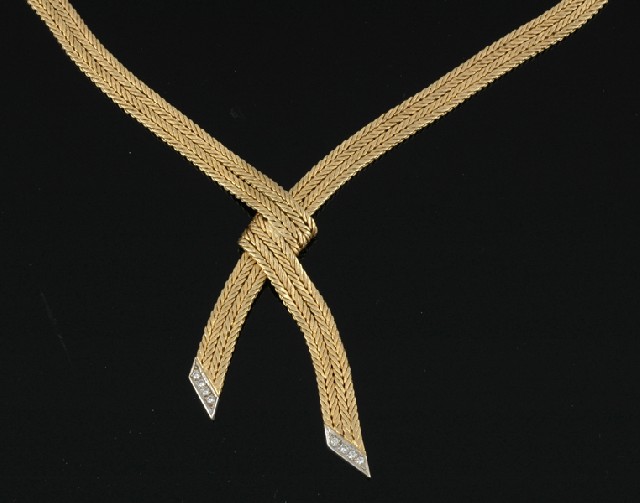 Appraisal: AN ITALIAN GOLD AND DIAMOND COLLAR The ct gold flat