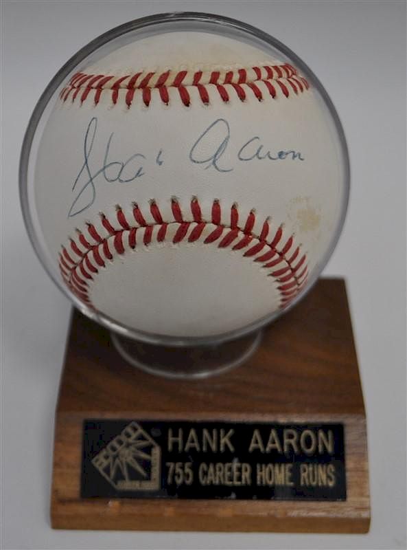 Appraisal: HANK AARON AUTOGRAPHED BASEBALL Hank Aaron Autographed Baseball Career Home