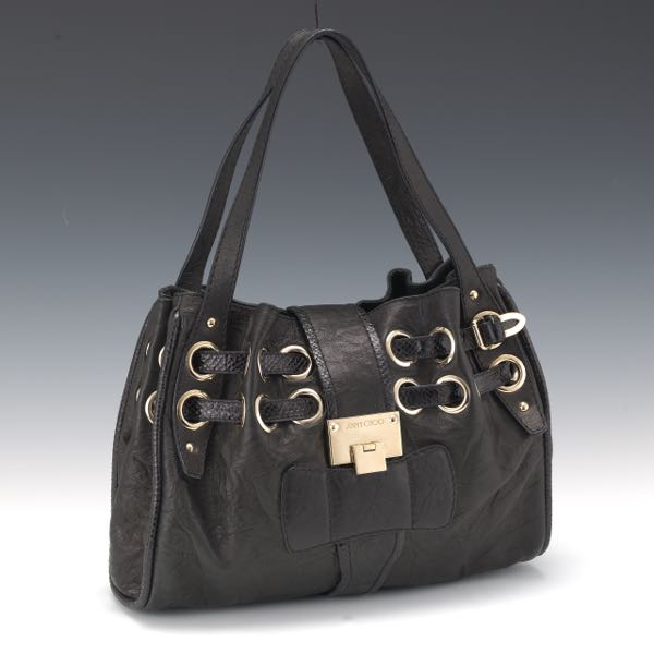 Appraisal: JIMMY CHOO BLACK LEATHER HANDBAG x x Soft black leather