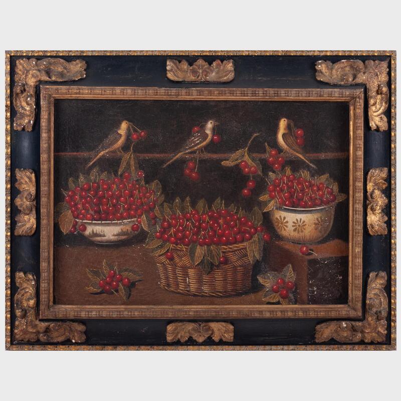 Appraisal: Attributed to Miguel Canals - and Studio Cherries with Birds