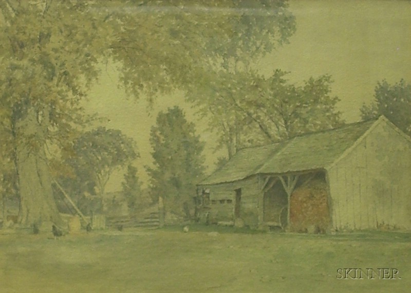 Appraisal: Framed th Century American School Watercolor of a Farm Scene