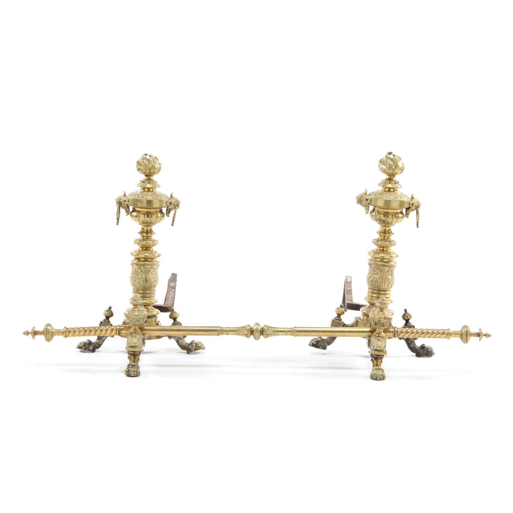 Appraisal: Pair of French Empire Style Andirons early th century cast