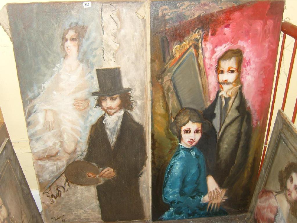 Appraisal: A collection of five oil paintings on canvas portraits of