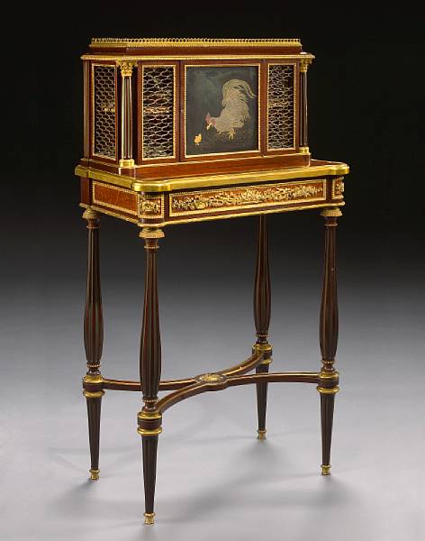 Appraisal: A Louis XVI style gilt bronze mounted amboyna inlaid mahogany