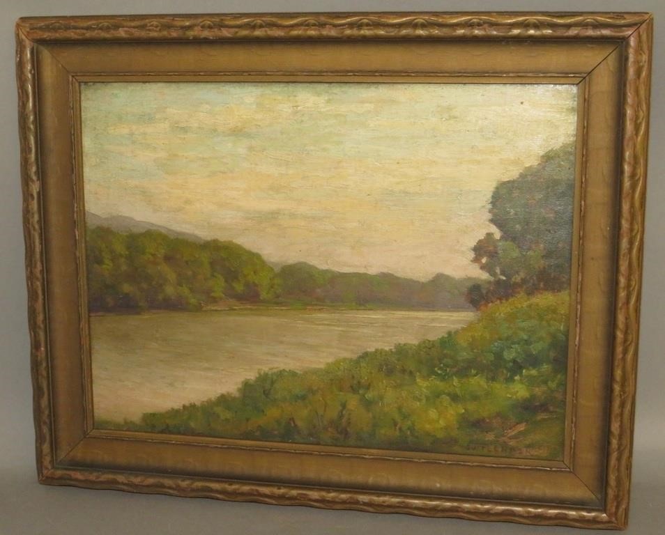 Appraisal: J W FLENDER OIL ON BOARDca scene of the Ohio