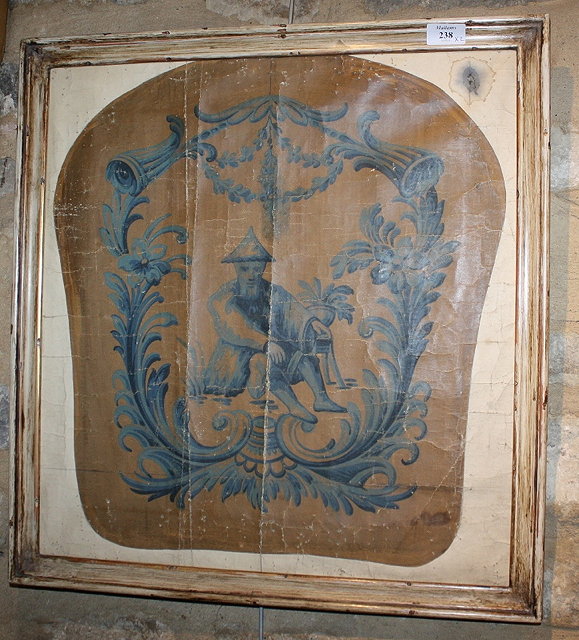 Appraisal: A PAIR OF OLD SEAT COVER DESIGNS painted with chinoiserie