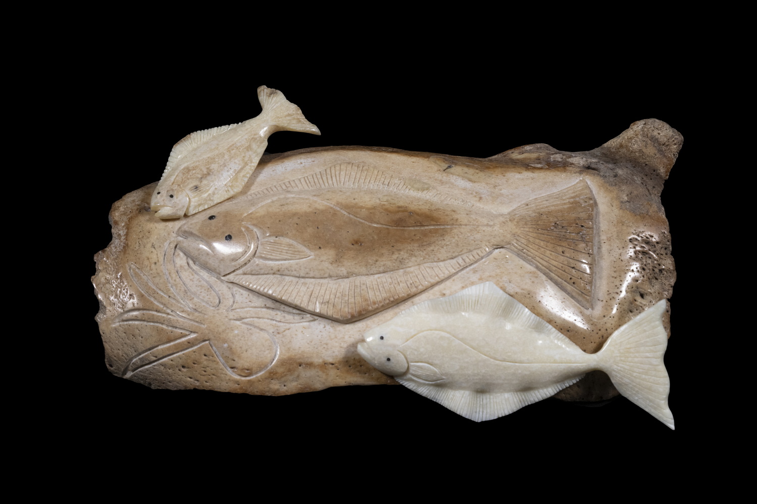 Appraisal: INUIT CARVING OF HALIBUT FETISH BY DENNIS H PUNGOWIYI Yuit