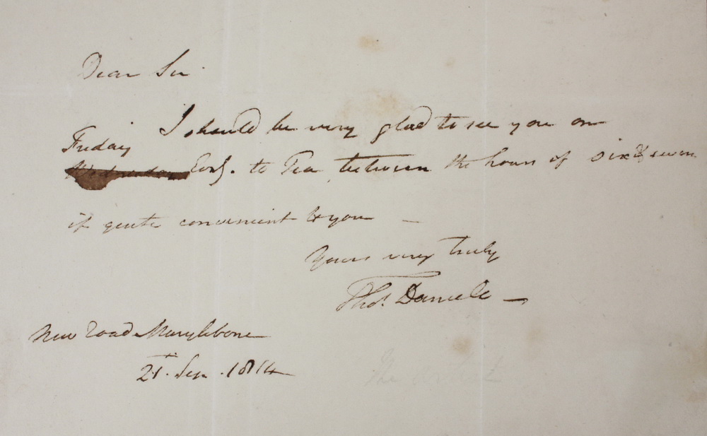 Appraisal: THOMAS DANIELL SIGNED AUTOGRAPH LETTER - Daniell - is best