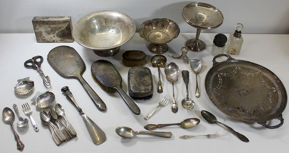 Appraisal: SILVER Assorted Silver Hollow Ware and Flatware Includes a monogrammed