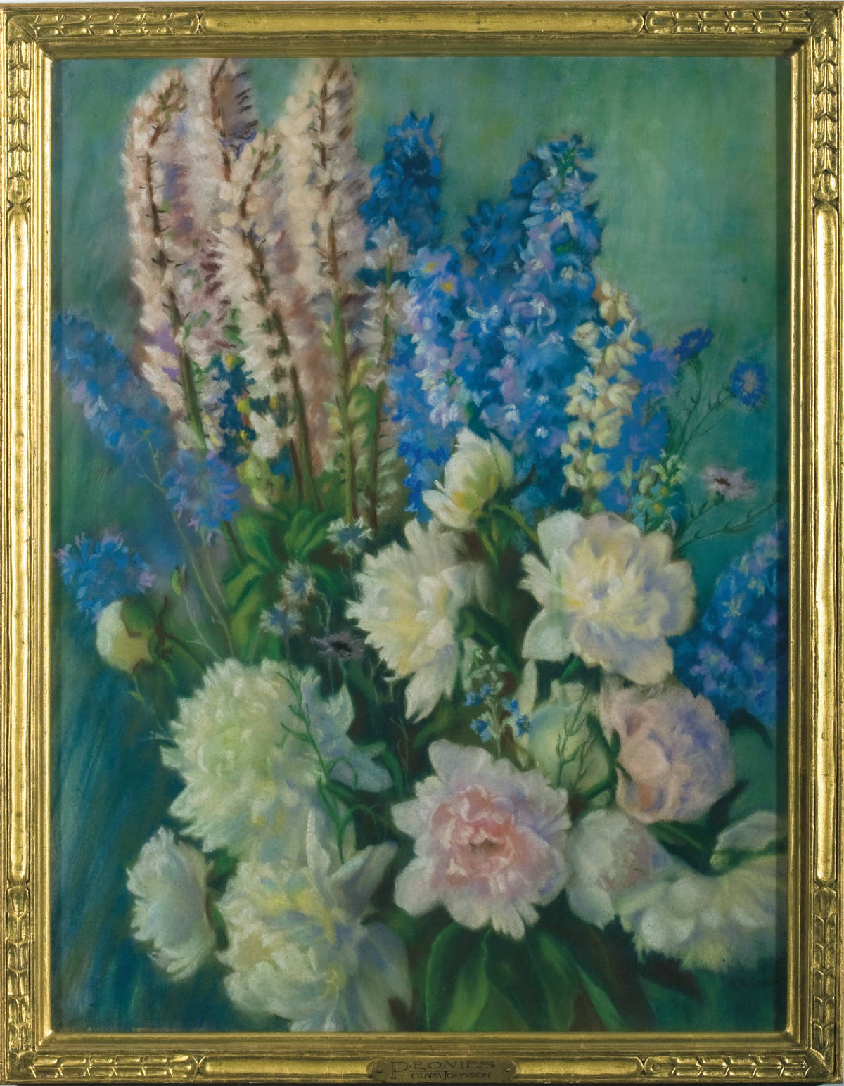 Appraisal: CLARA JOHNSON AMERICAN TWENTIETH CENTURY BOUQUET OF PEONIES AND LARKSPUR