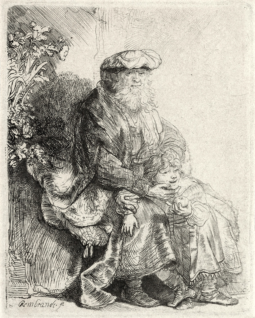 Appraisal: REMBRANDT VAN RIJN Abraham Caressing Isaac Etching circa x mm