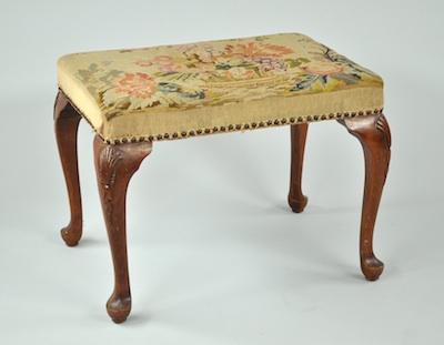 Appraisal: A Traditional Style Bench with Needlepoint Covering The rectangular bench