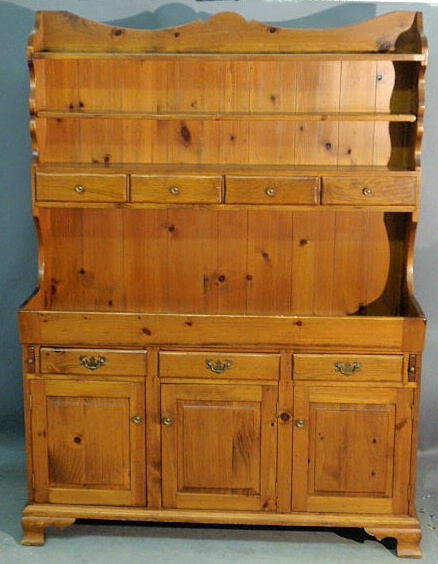 Appraisal: Pine dry sink open cupboard Chippendale style h x w