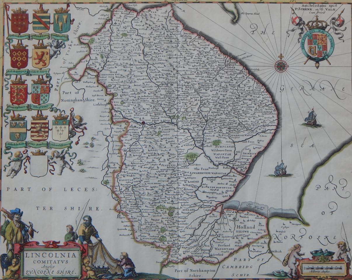 Appraisal: After Jansson Map of Lincoln later hand coloured from the