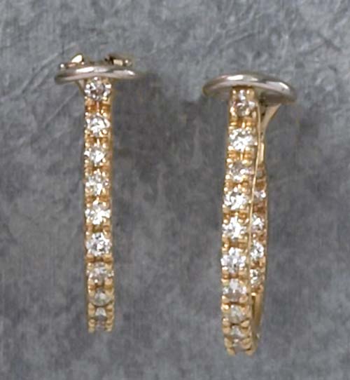 Appraisal: DIAMOND HOOP EARRINGS k yellow gold hoop diamond clip back