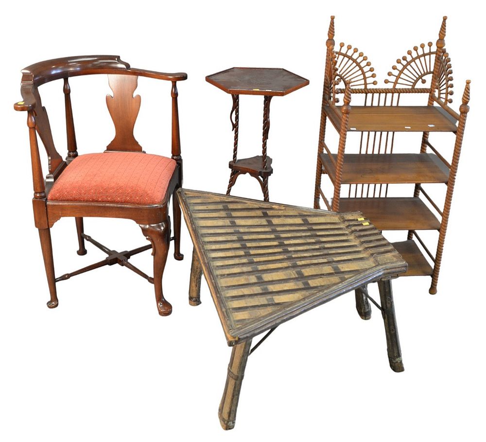 Appraisal: Seven Piece Lot to include stick and ball shelf chairs