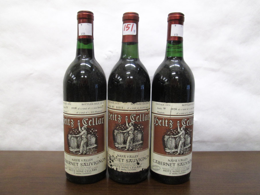 Appraisal: FOUR BOTTLES OF VINTAGE CALIFORNIA CABERNET SAUVIGNON Heitz Cellar Napa