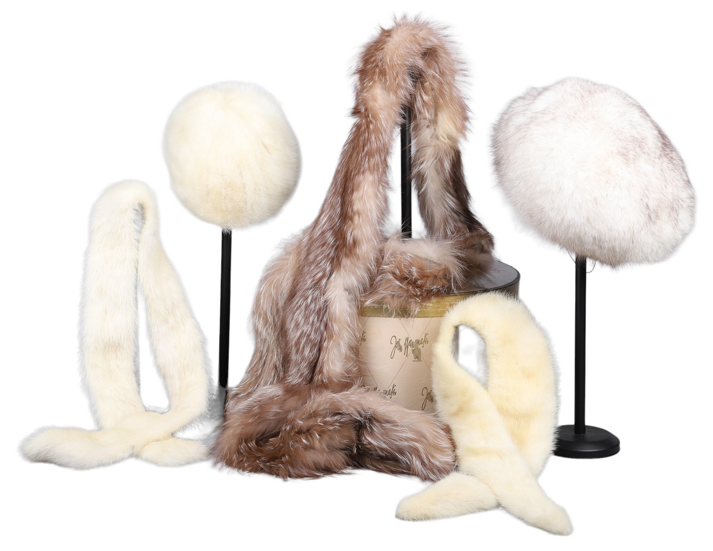 Appraisal: Fur hats and collars to include white mink collars white