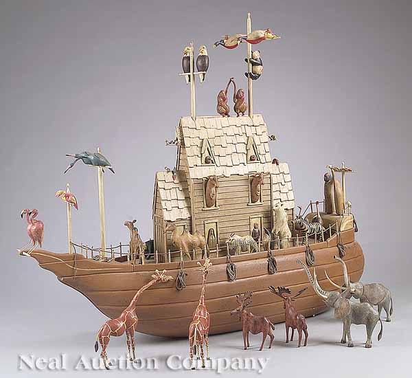 Appraisal: William R Jauquet American b Noah's Ark cedar wood carving