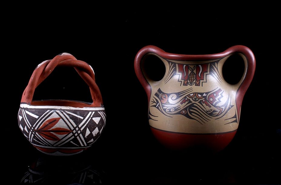 Appraisal: Acoma Pueblo Pottery Vessels Pair Circa For your consideration is