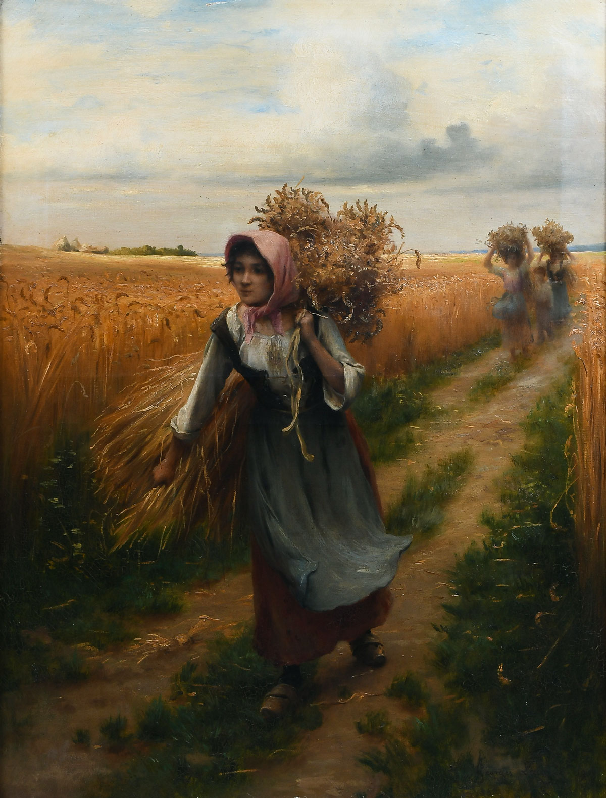 Appraisal: LAUGEE Georges French - The Wheat Harvesters A Barbizon Scene