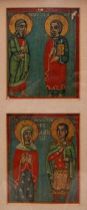 Appraisal: A Pair of Russian Icons Pair of Russian icons painted