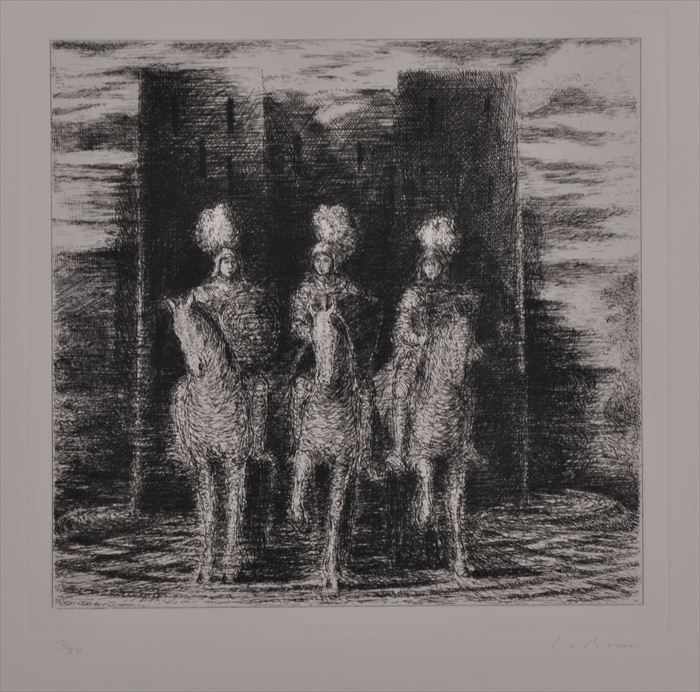 Appraisal: CHRISTOPHER LE BRUN b THREE RIDERS SERIES Etching x in