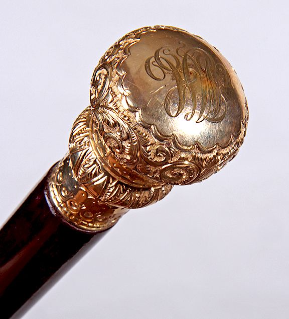 Appraisal: Gold Dress Cane Ca - A nice gold-filled ornate large