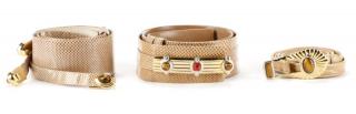 Appraisal: Three Tan Judith Leiber Belts with Three Dust Bags Judith