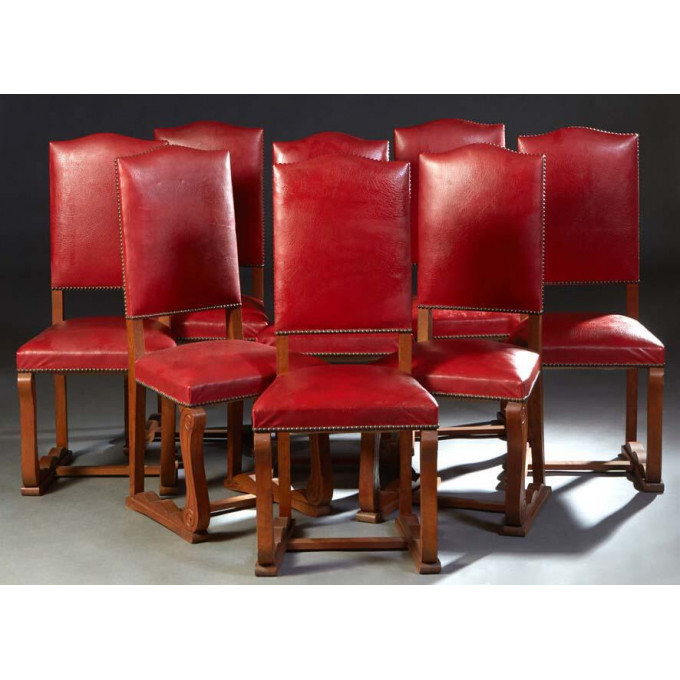 Appraisal: Set of Eight Spanish Renaissance Style Dining Chairs th c