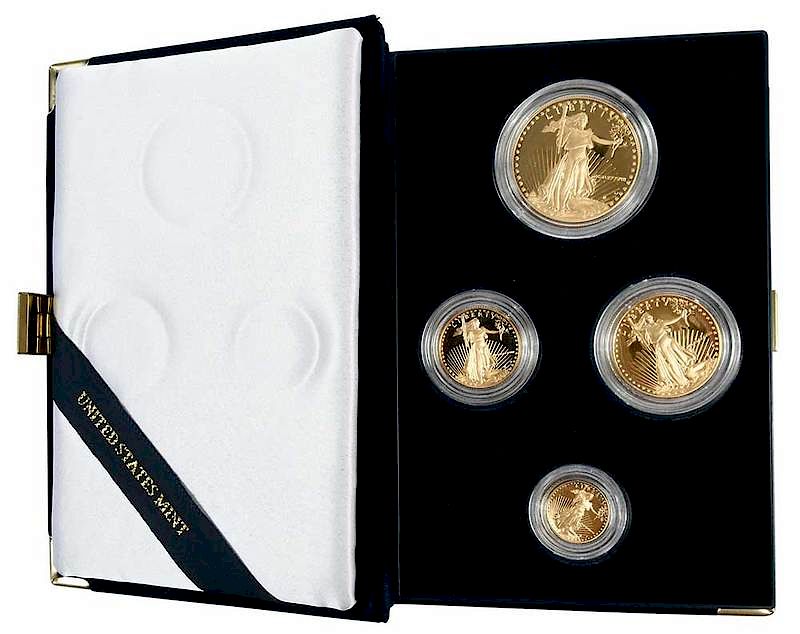 Appraisal: Four Coin American Gold Eagle Set bullion coins one-ounce half-ounce