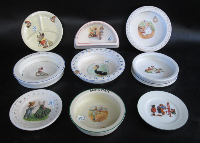 Appraisal: COLLECTION OF EIGHT PORCELAIN CHILD'S PLATES transfer decorated various makers