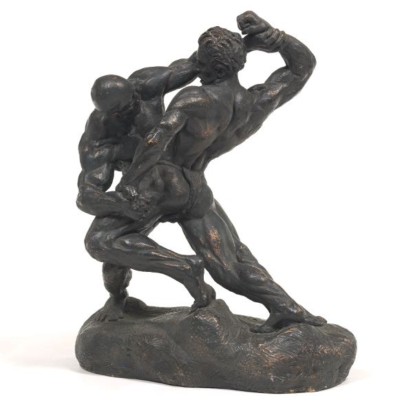 Appraisal: THOMAS HOLLAND AMERICAN - x x Sculpture of Two Wrestlers